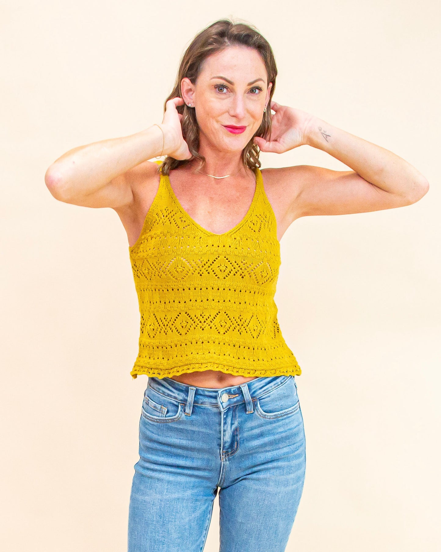 Crocheted Crush Tank in Mustard (9065161523451)