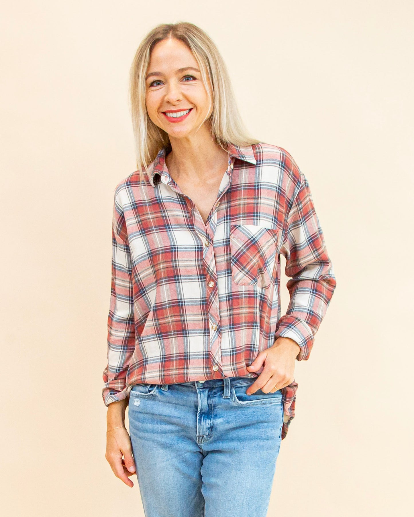 Plaid To Meet You Shirt in Rosewood (9065161261307)