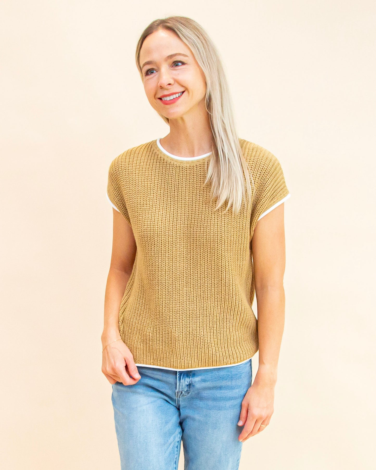 Best Bet Sweater Top in Tan (9062125404411)