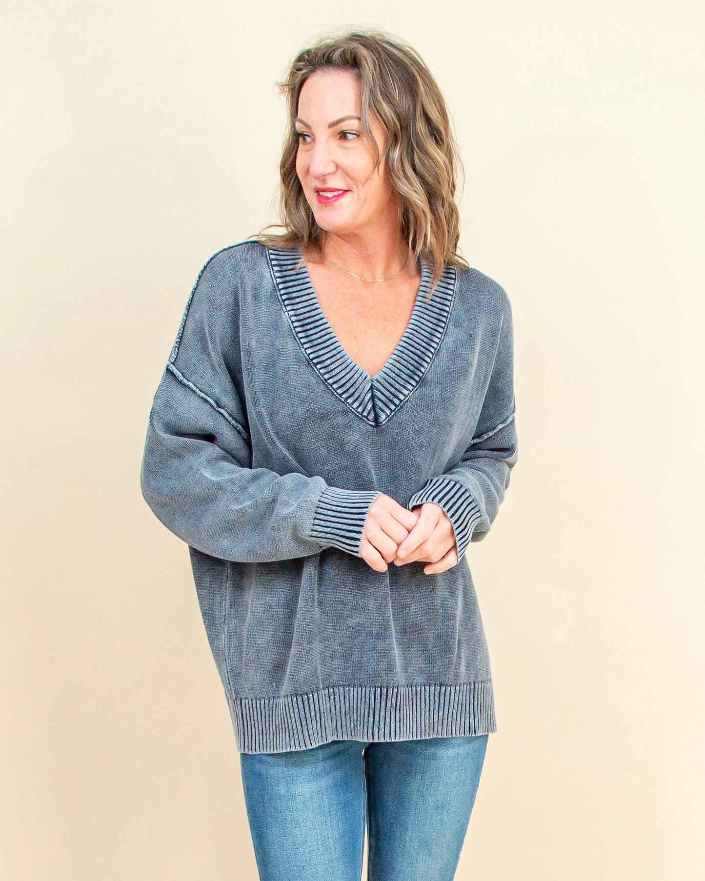 Calling for Comfort Sweater in Navy (9090309456123)