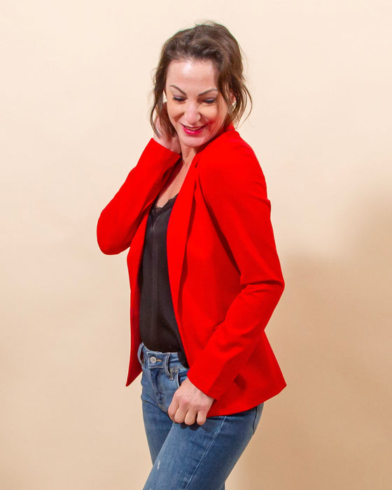 Star Of The Show Blazer in Scarlet Red (8156791275771)