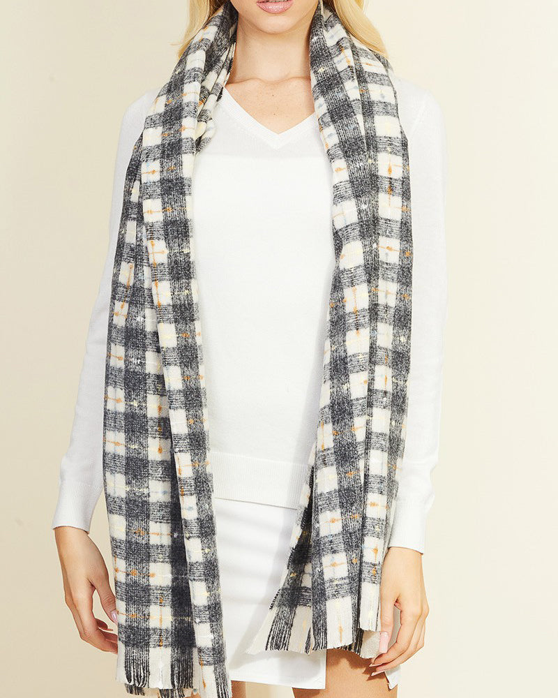 Checkered Plaid Oblong Fashion Scarf (8852713505019)