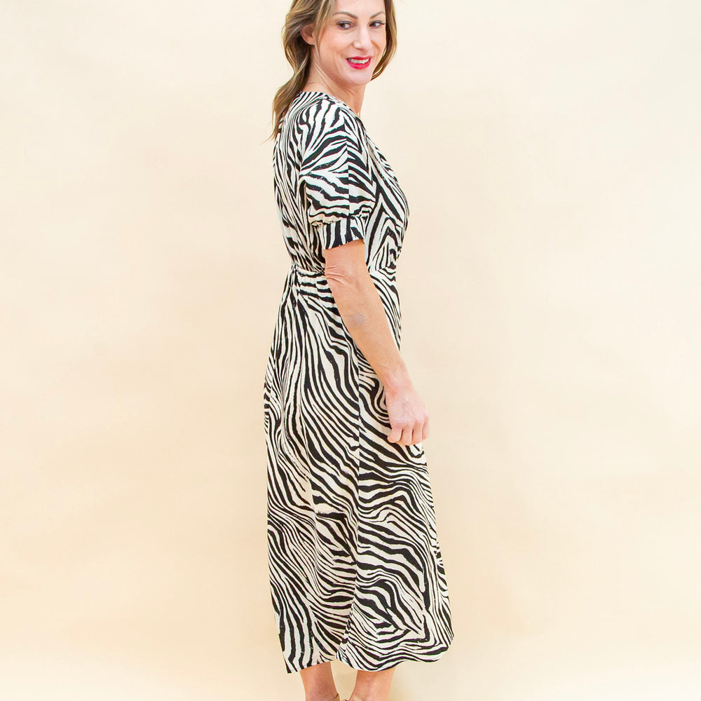 Wild Side Dress in Black/Cream Animal (8954604945659)