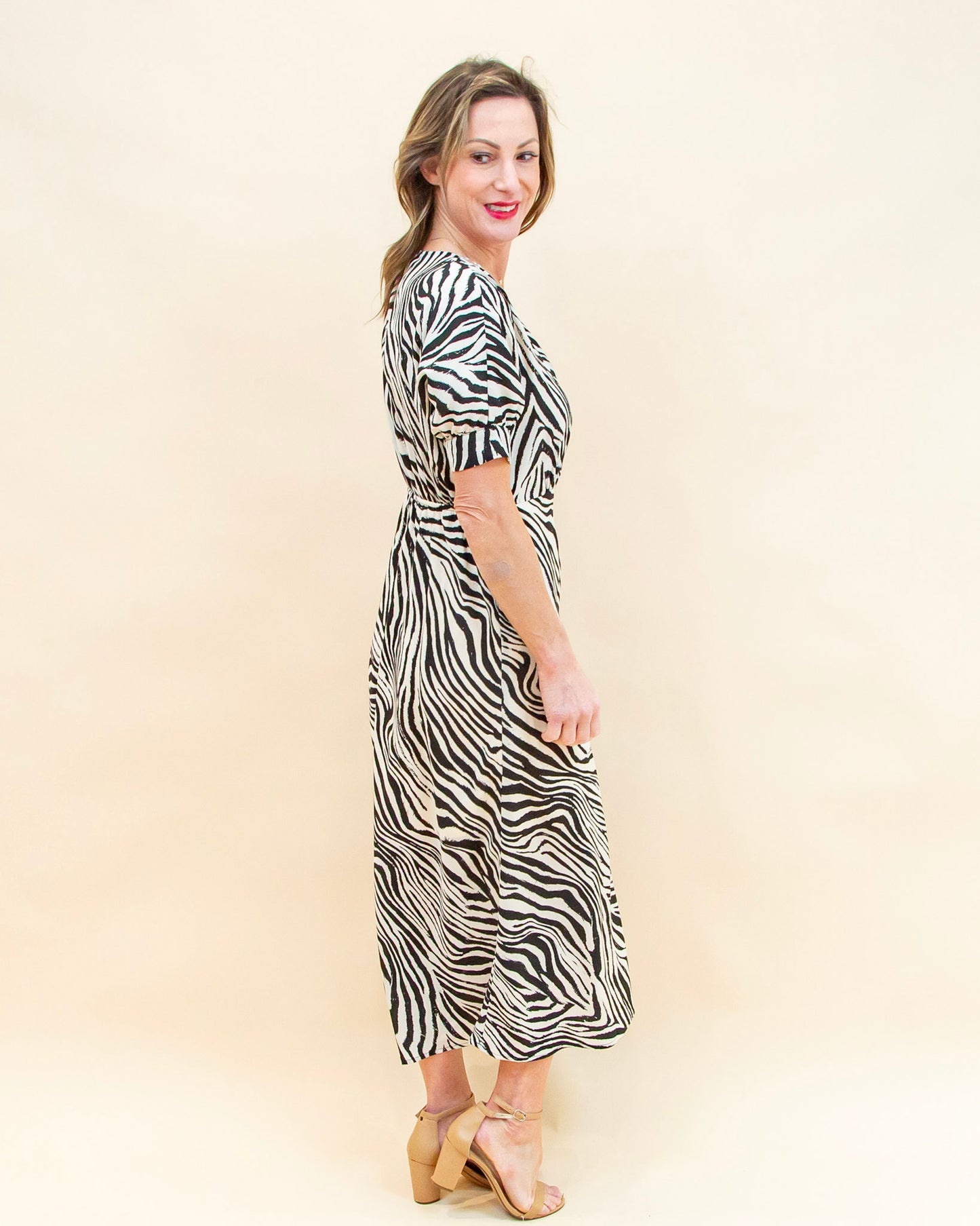 Wild Side Dress in Black/Cream Animal (8954604945659)