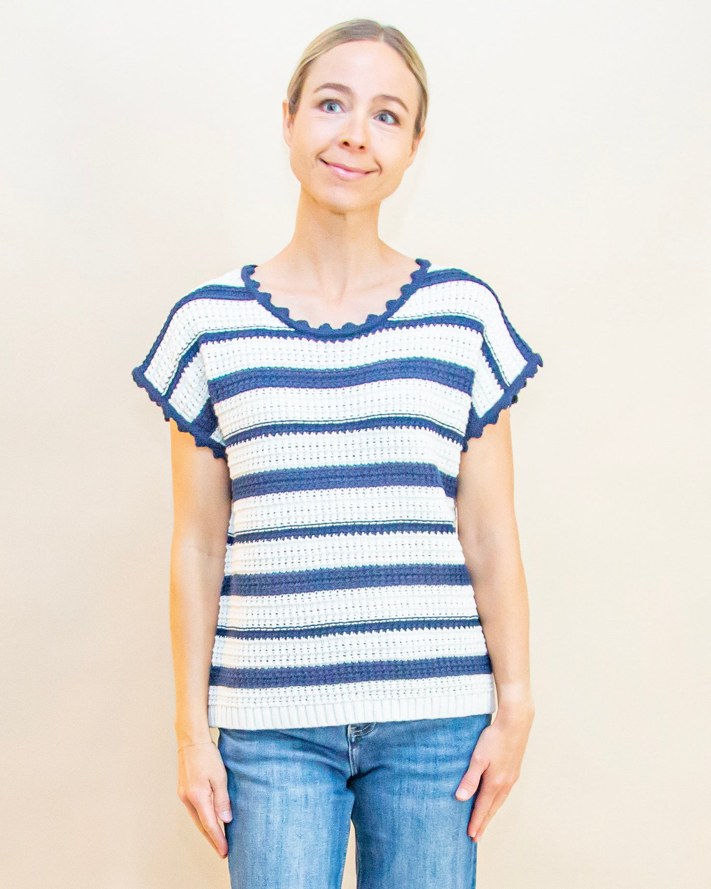 Sweet Hope Stripe Top in Navy (9015345611003)