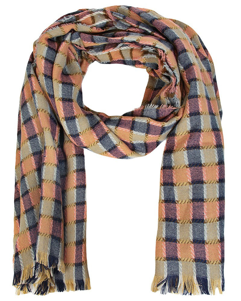 Multi Color Checked Pattern Oblong Scarf (8852691353851)