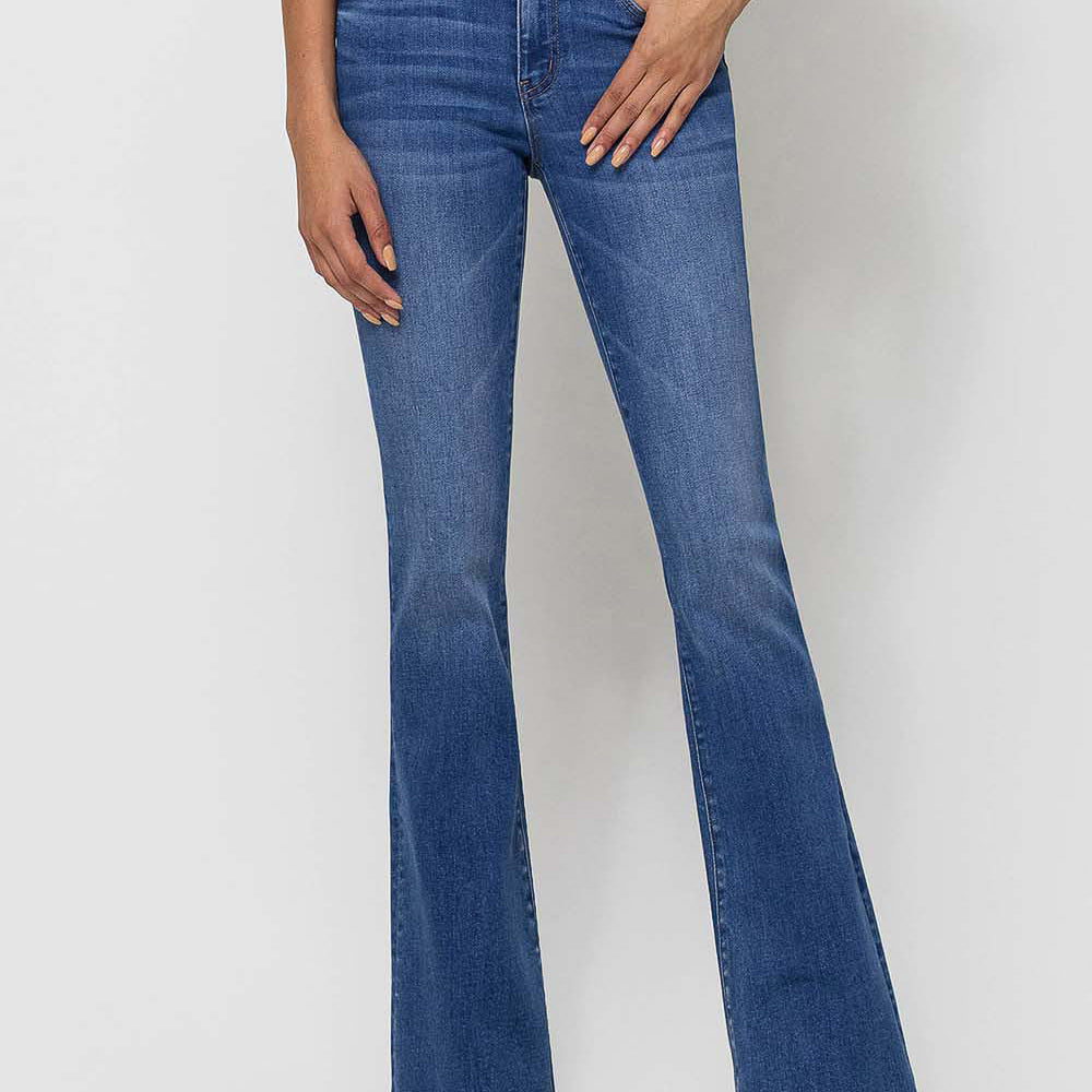 Sunfaded Mid Rise Mini Flare Jeans (7799922032891)