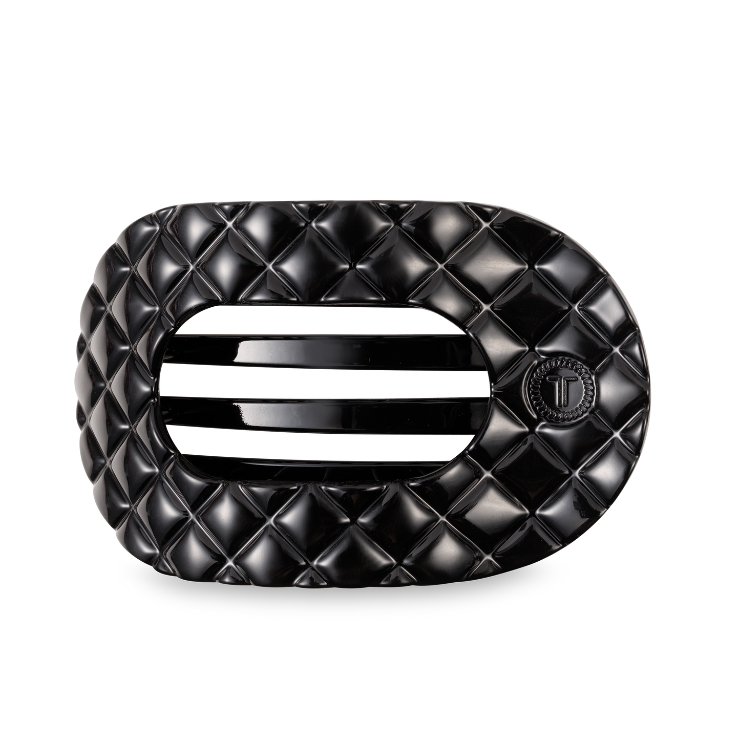 Flat Round Hair Clip | Large | Jet Black Quilted (9100171444475)