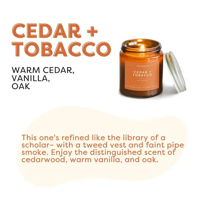 
                  
                    Cedar + Tobacco - Mini Amber Jar Soy Candle (8921850740987)
                  
                