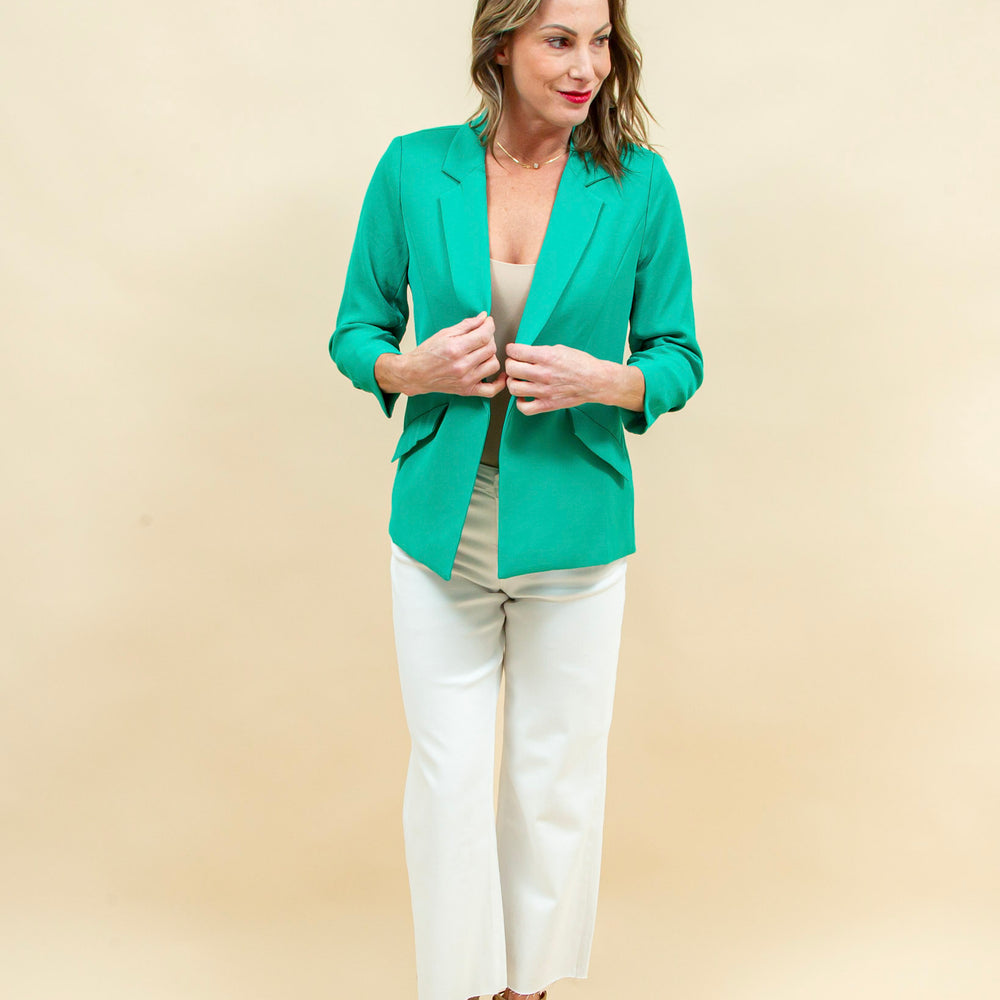 
                  
                    Monday Mood Blazer in Emerald Green (8955097121019)
                  
                