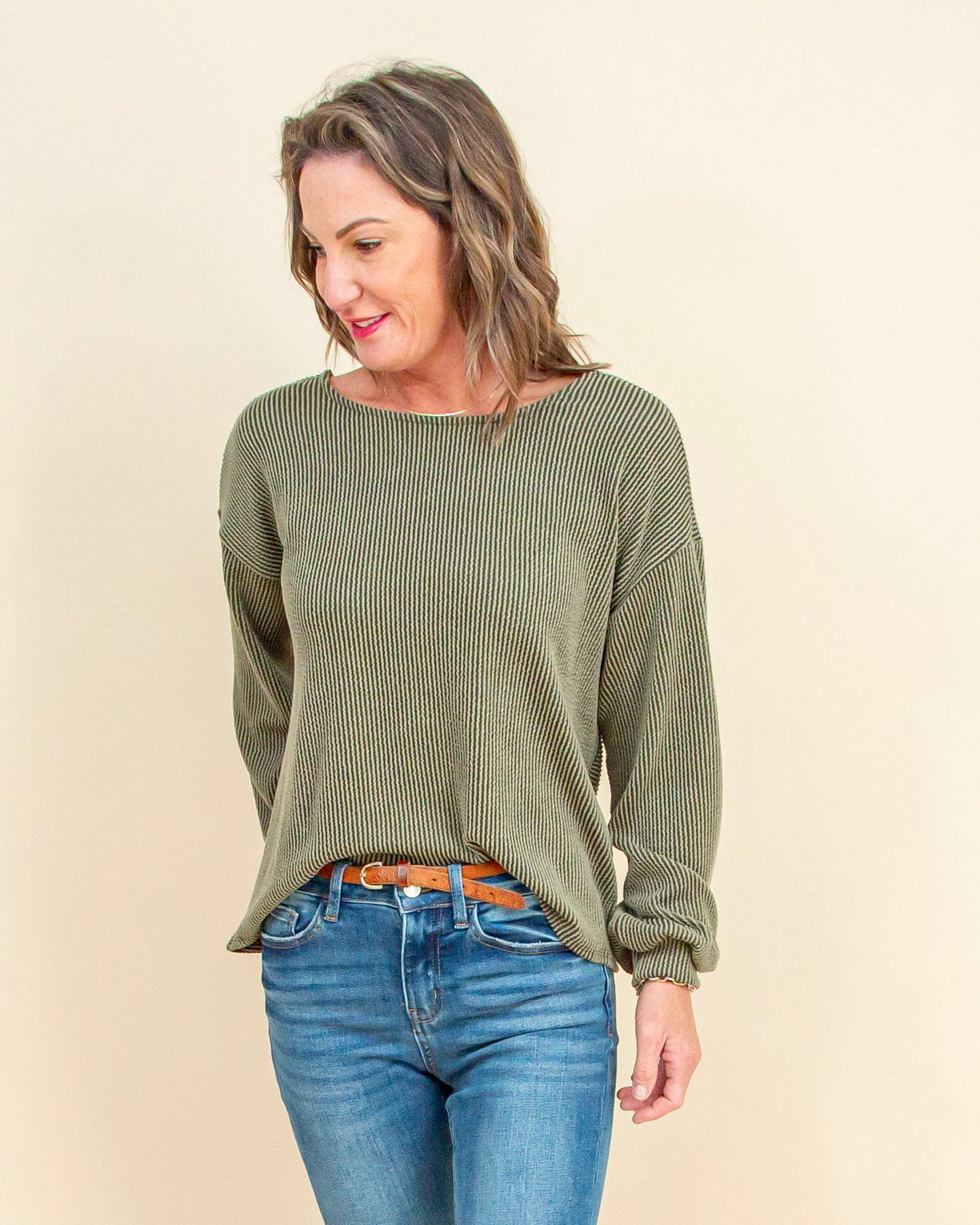 Twist of Cozy Top in Olive (9089749319931)
