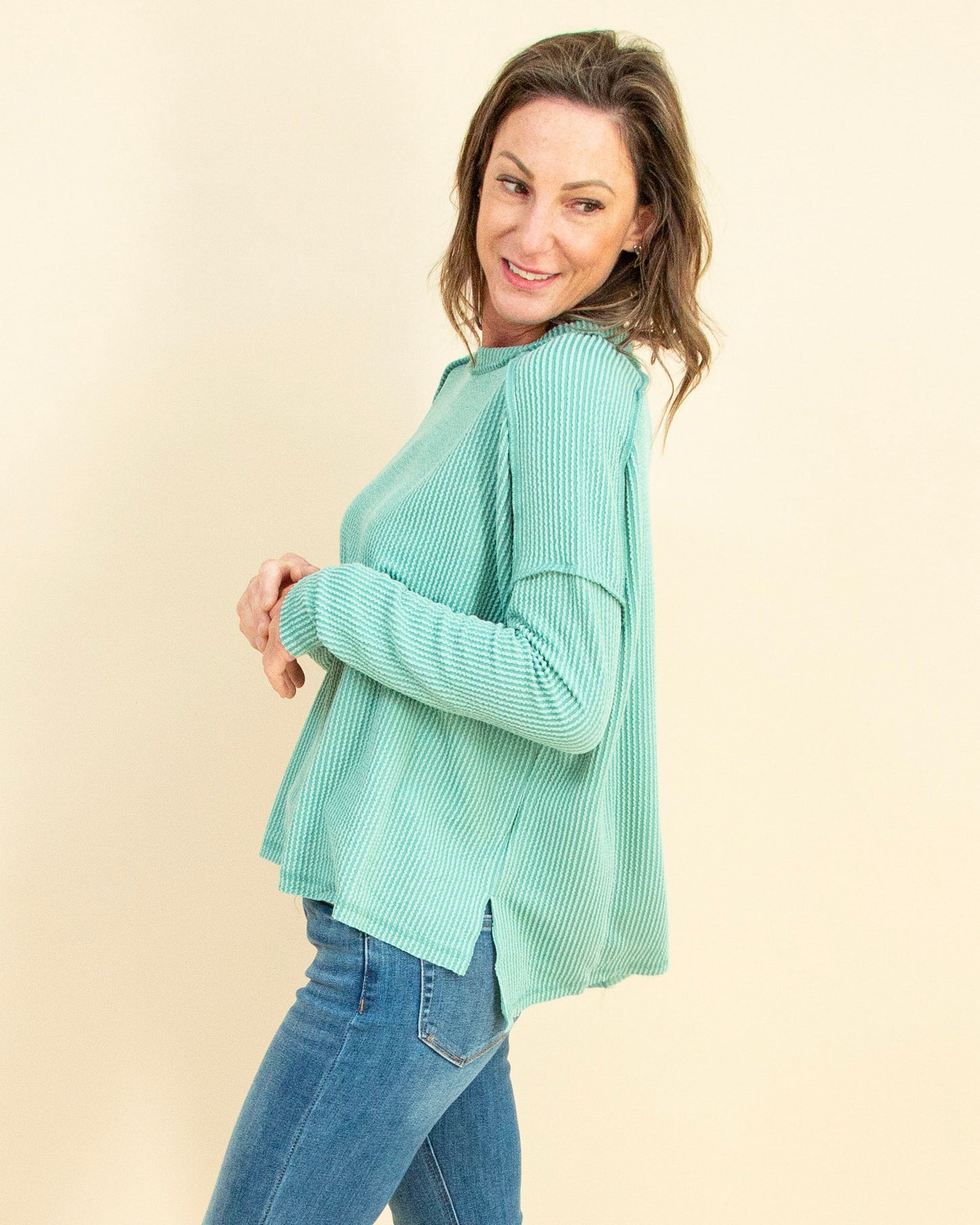 Taking It Easy Top in Light Jade (9108255703291)