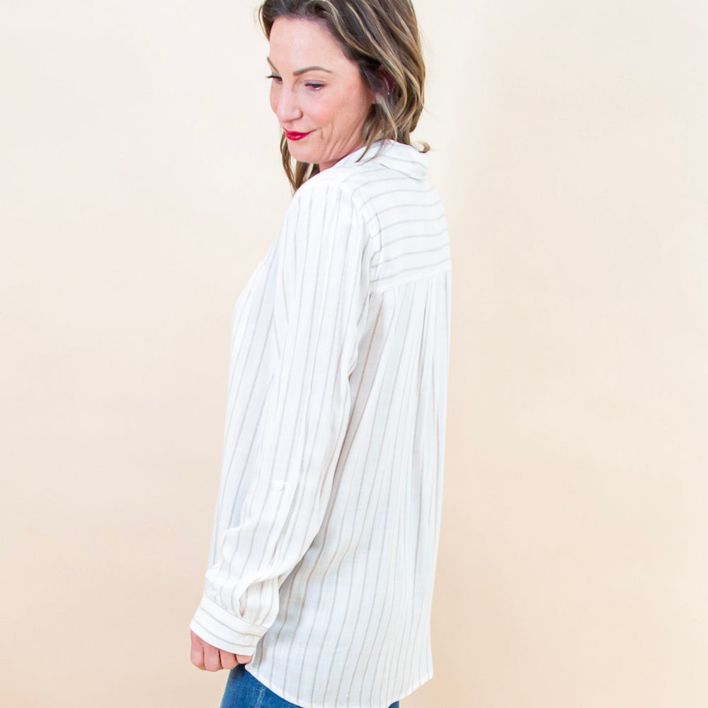 Settled in Stripes Top in Taupe (8992696140027)
