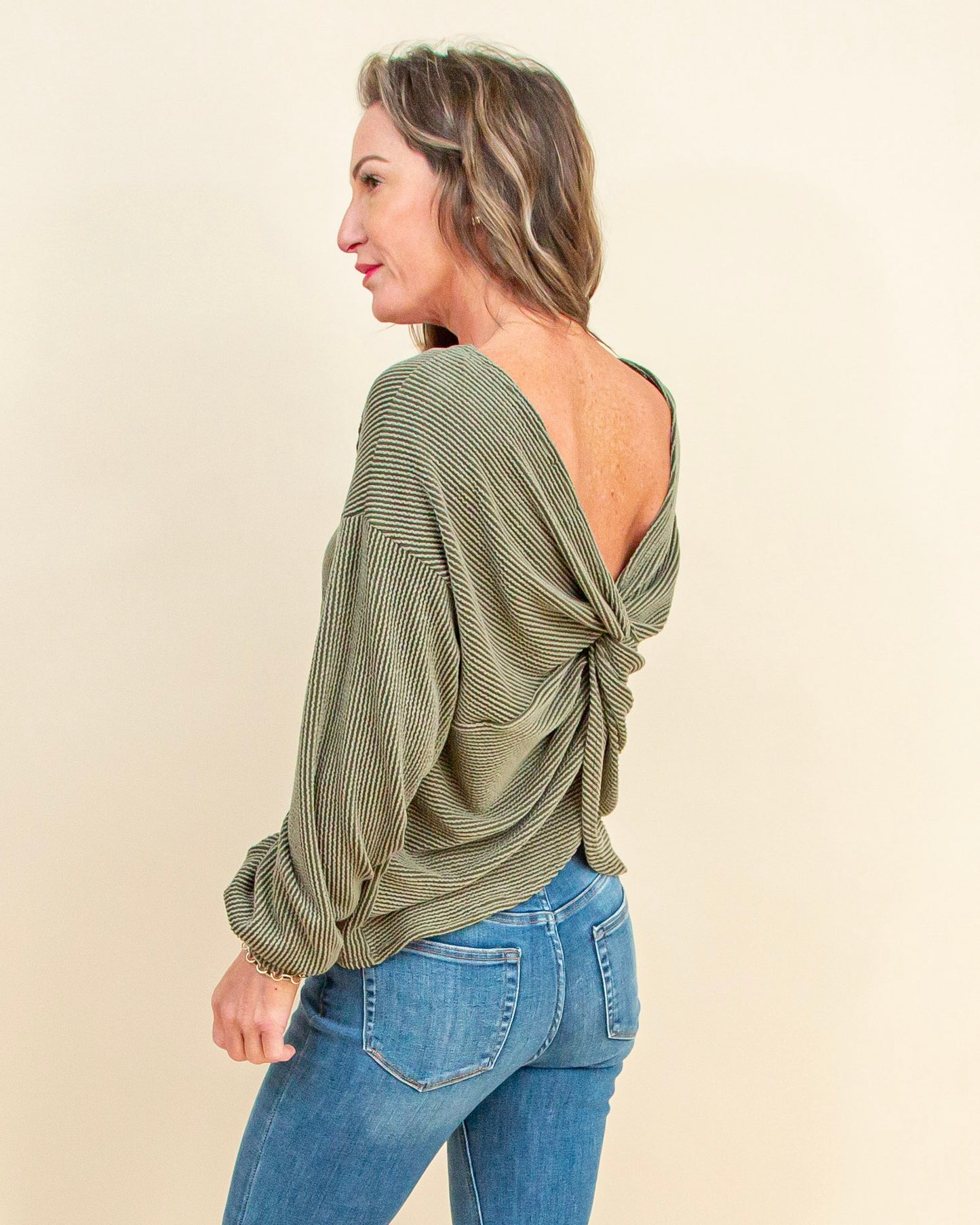 Twist of Cozy Top in Olive (9089749319931)