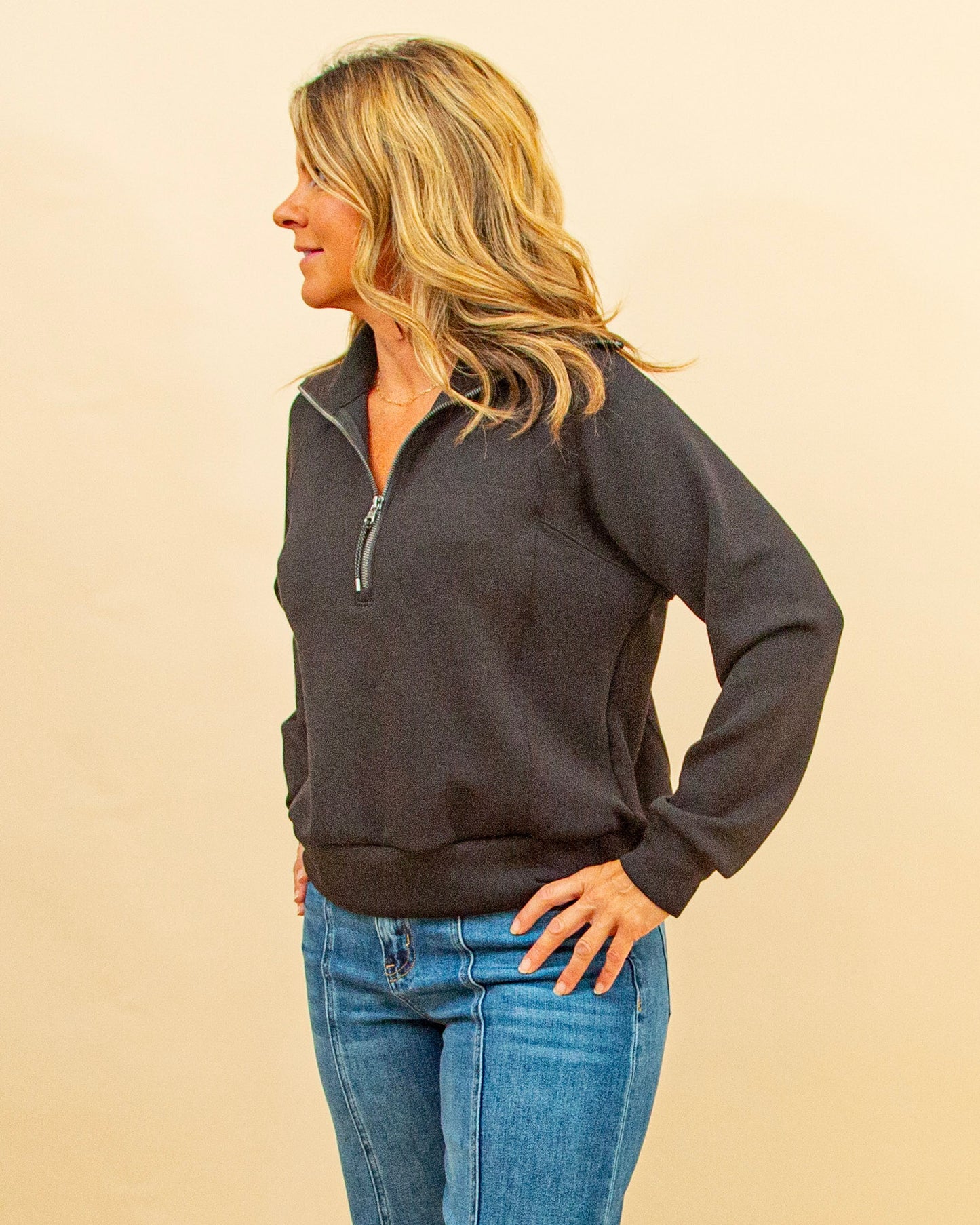 SPANX® Airessentials Half Zip in Very Black (8844217024763)
