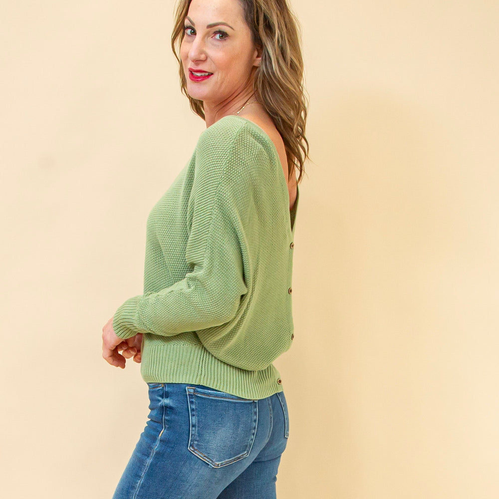 Behind the Charm Sweater in Moss (8931861168379)