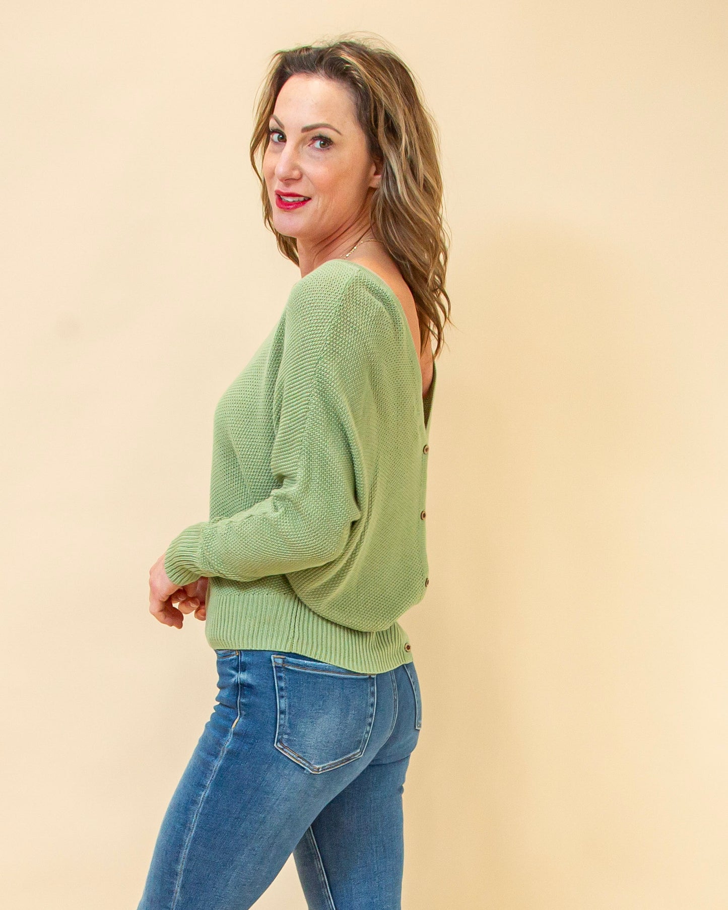 Behind the Charm Sweater in Moss (8931861168379)