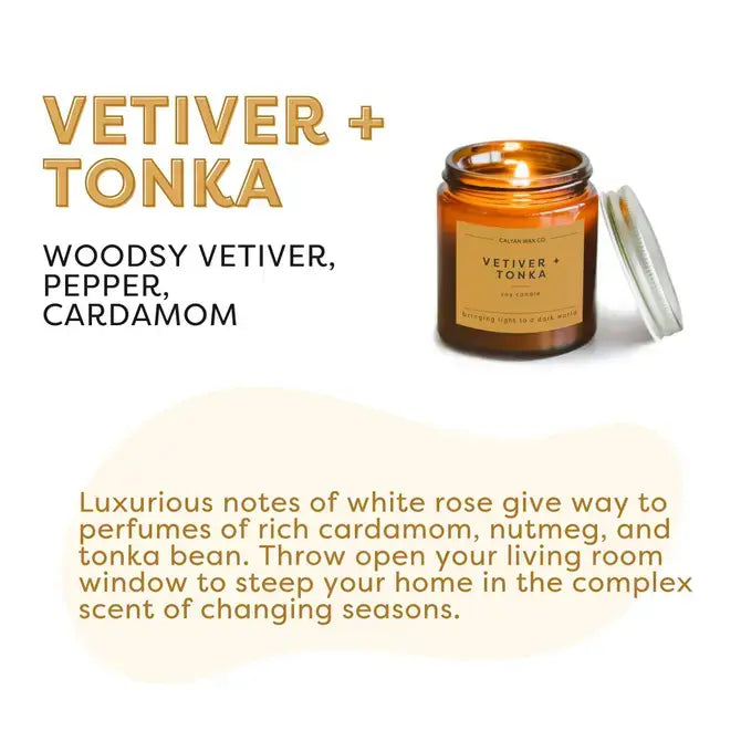 
                  
                    Vetiver + Tonka - Mini Amber Jar Soy Candle (8893109010683)
                  
                