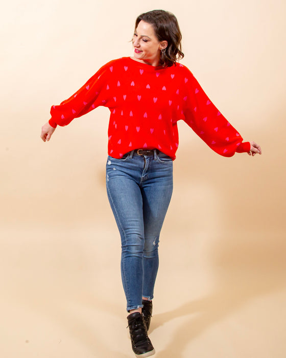 Full of Love Sweater in Red (8158779441403)