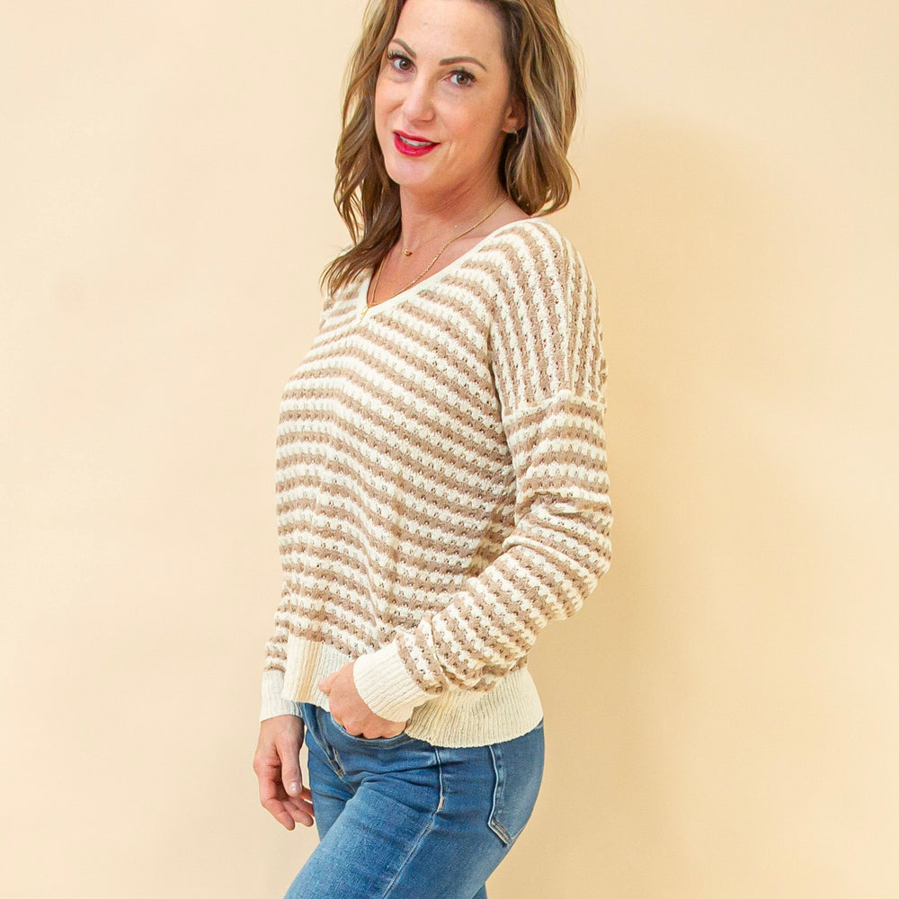 
                  
                    Serene Days Stripe Sweater in Taupe (8931861102843)
                  
                