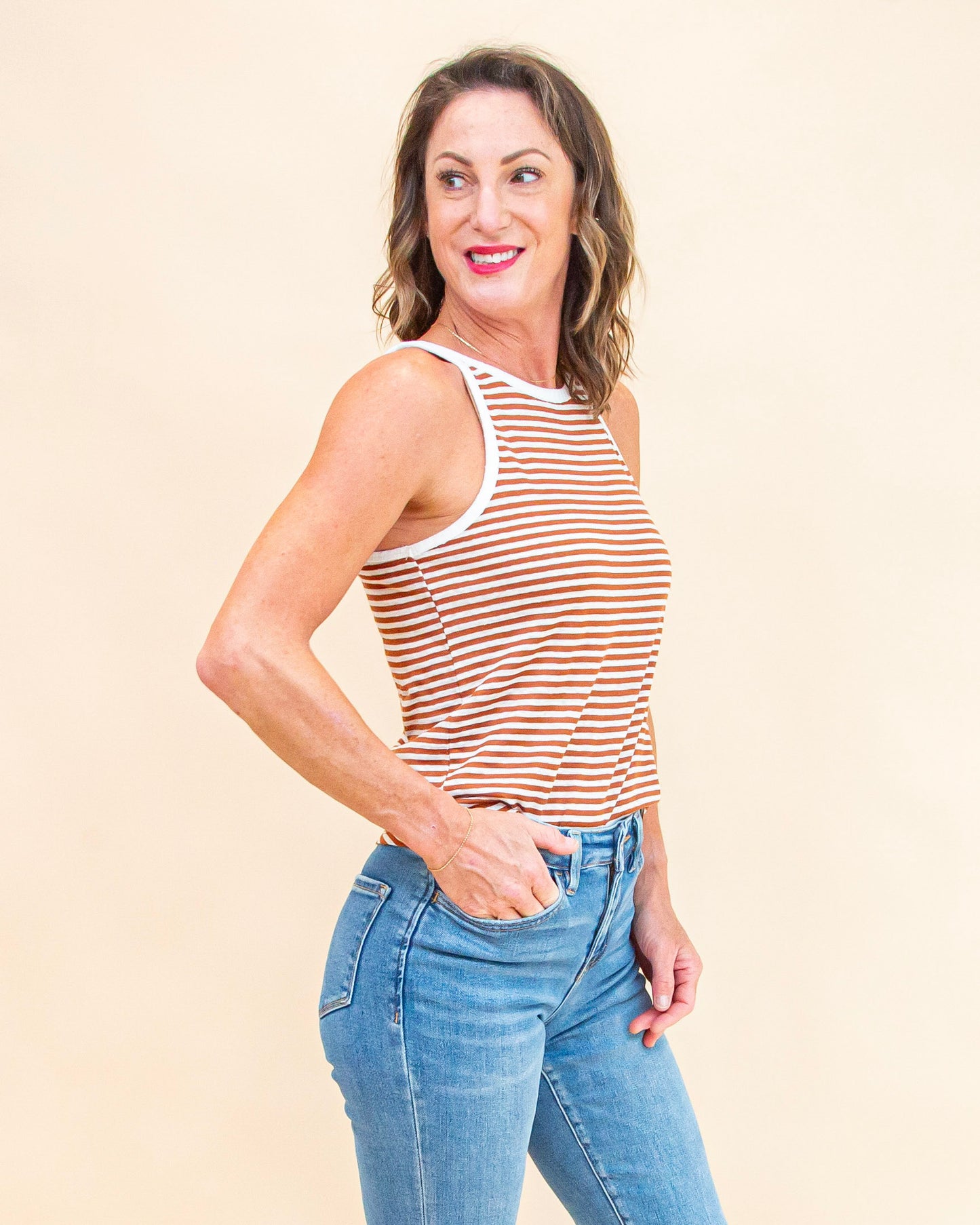 Sweet Stripes Tank in Rust (9065161326843)
