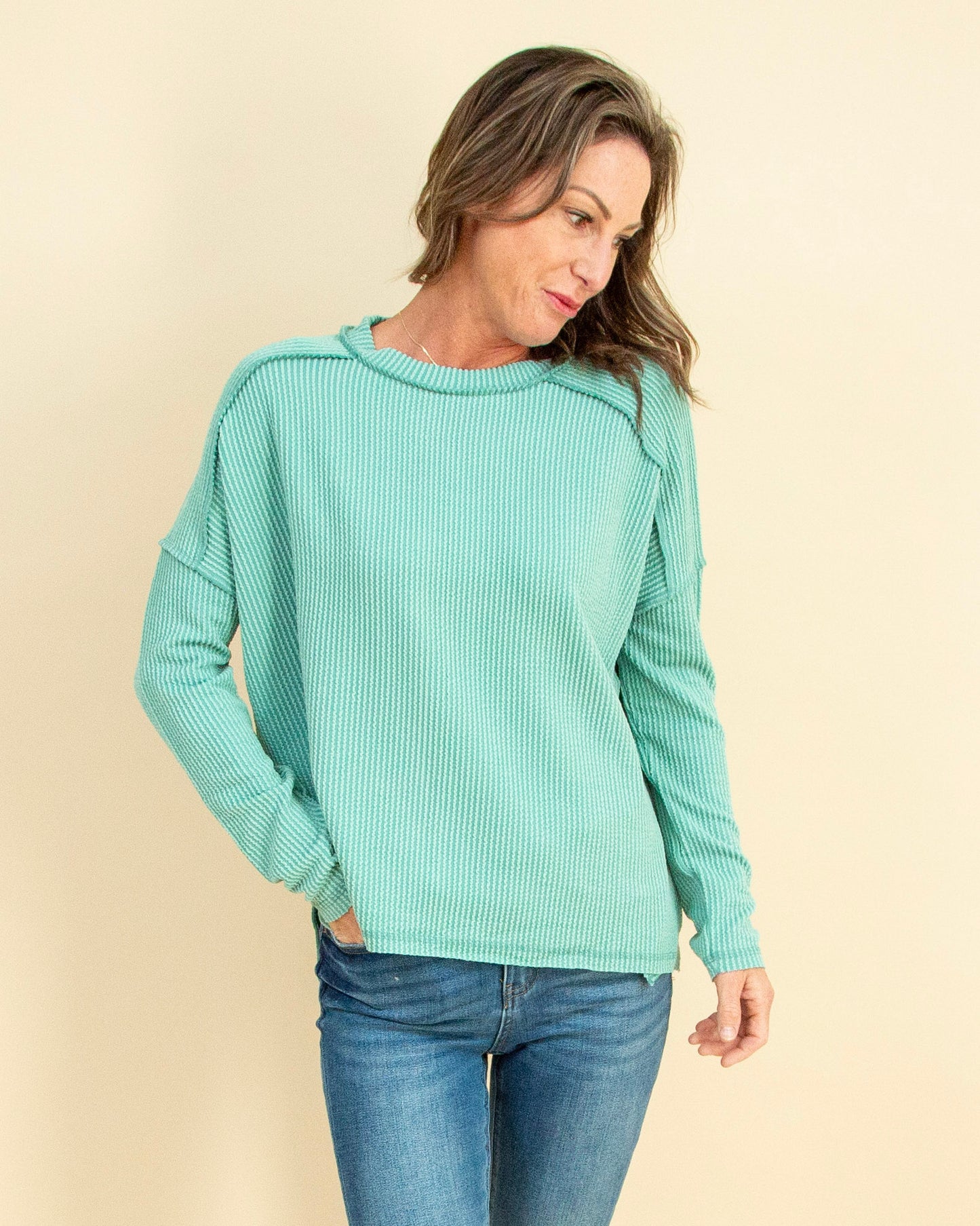 Taking It Easy Top in Light Jade (9108255703291)