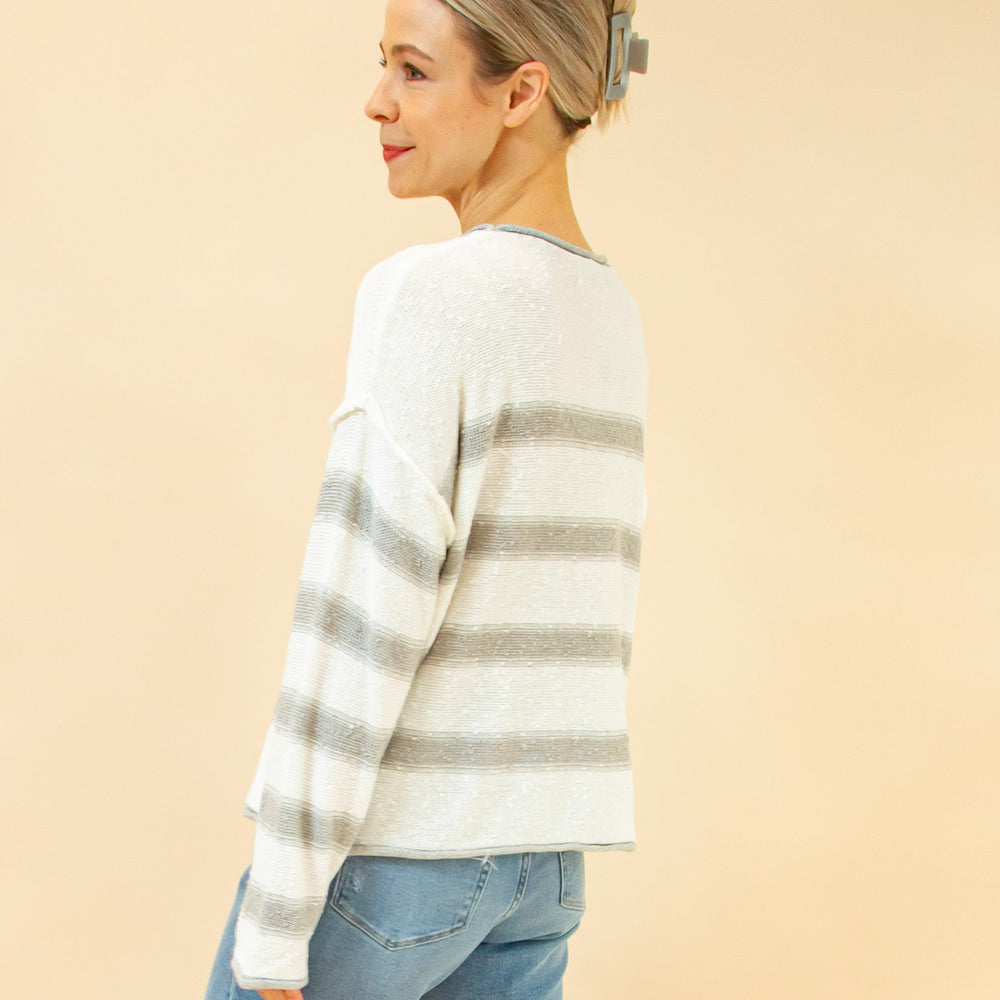 Follow Along Stripe Sweater in Warm Grey (8931860906235)