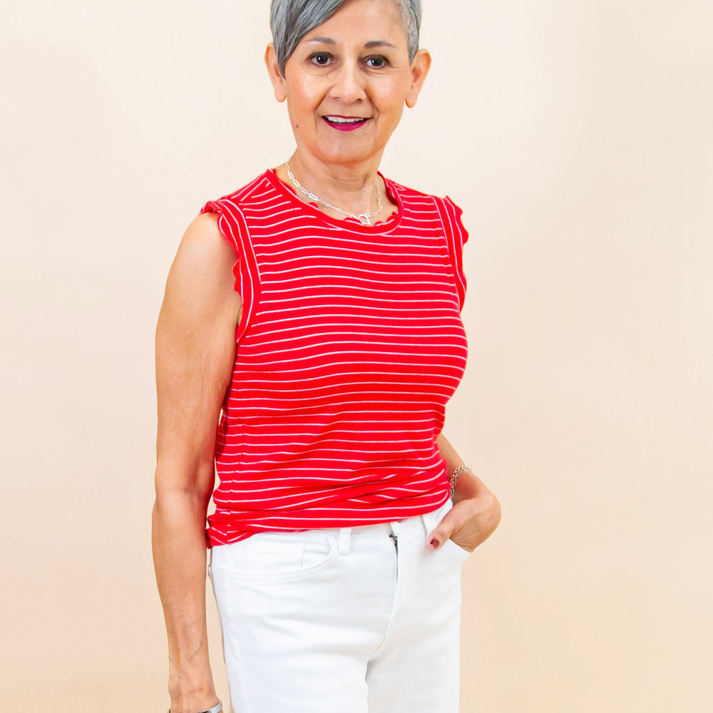 Fine Line Top in Ruby/White (8992695845115)