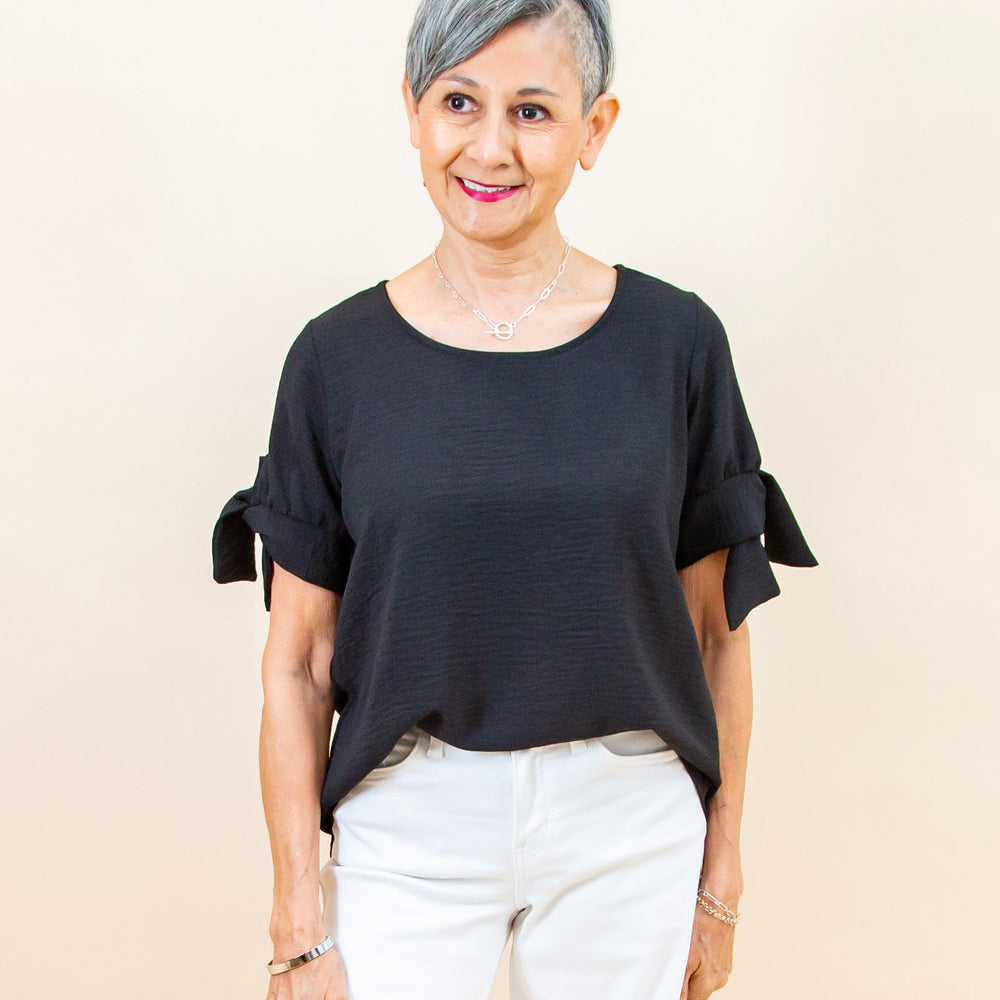 Sweet Ties Top in Black (8992696467707)