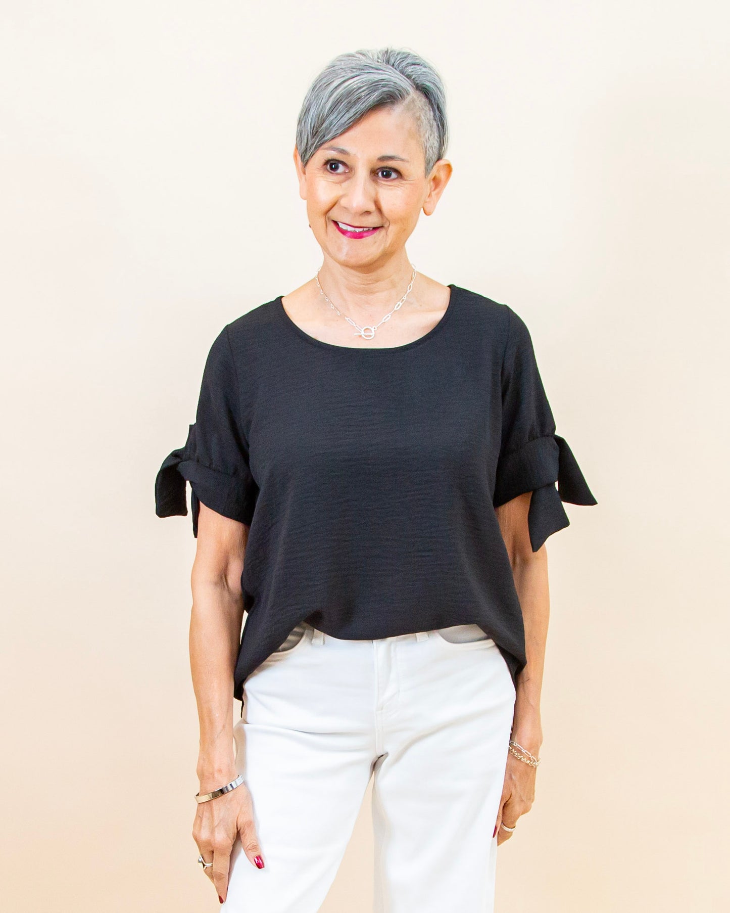 Sweet Ties Top in Black (8992696467707)