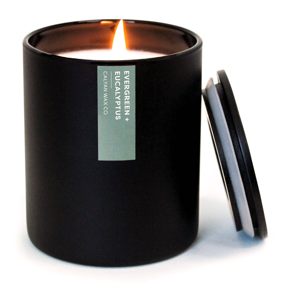 Evergreen + Eucalyptus - Matte Black Tumbler Soy Candle (8893106585851)