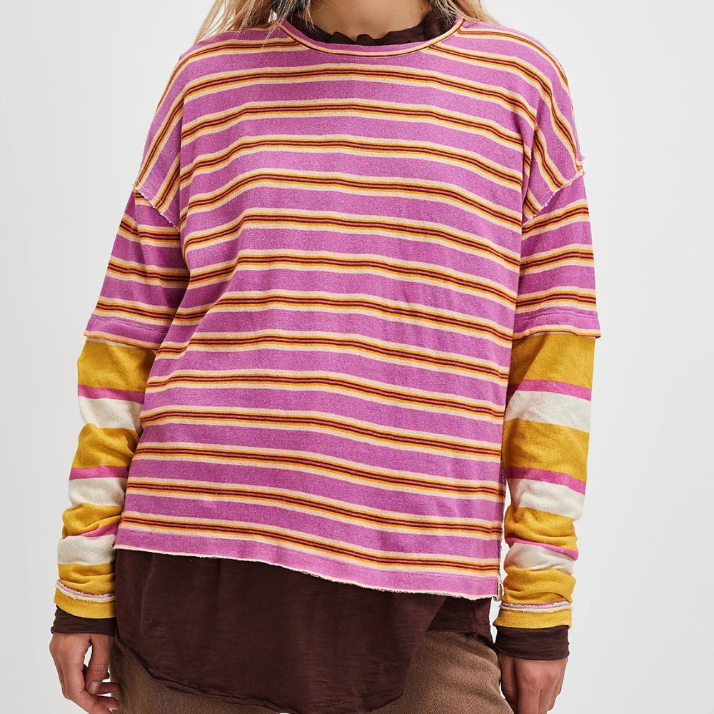 Nina Stripe Longsleeve in Lilac Combo (8965243142395)