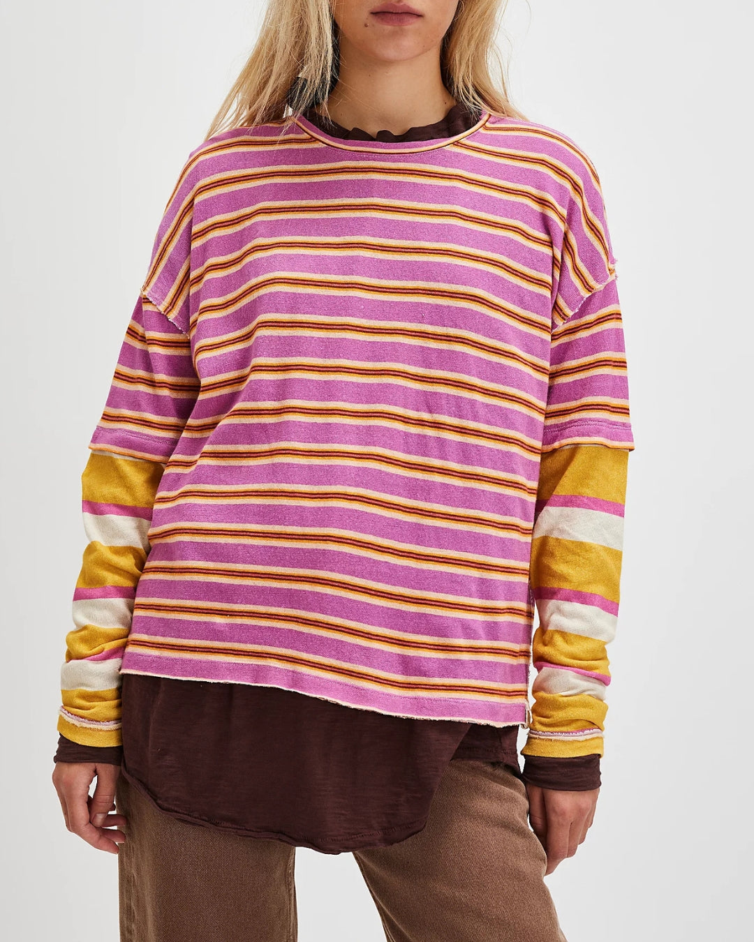 Nina Stripe Longsleeve in Lilac Combo (8965243142395)