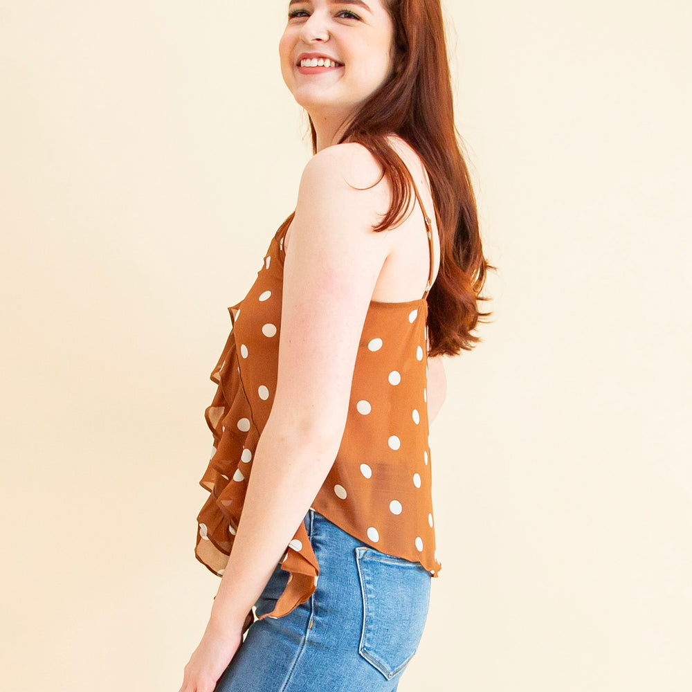 Dotted Darling Tank in Brown (8589874856187)