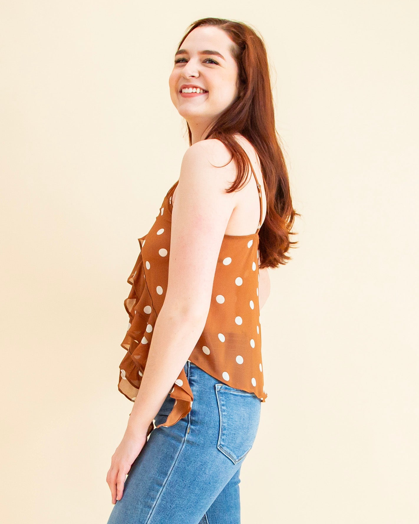 Dotted Darling Tank in Brown (8589874856187)