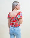 Renelle Floral Top in Tango (8178904793339)