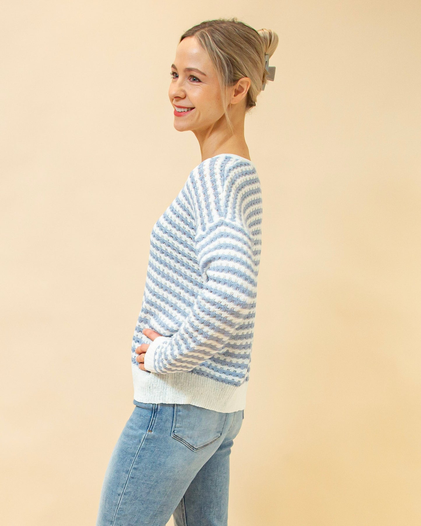 Serene Days Stripe Sweater in Blue (8931861004539)