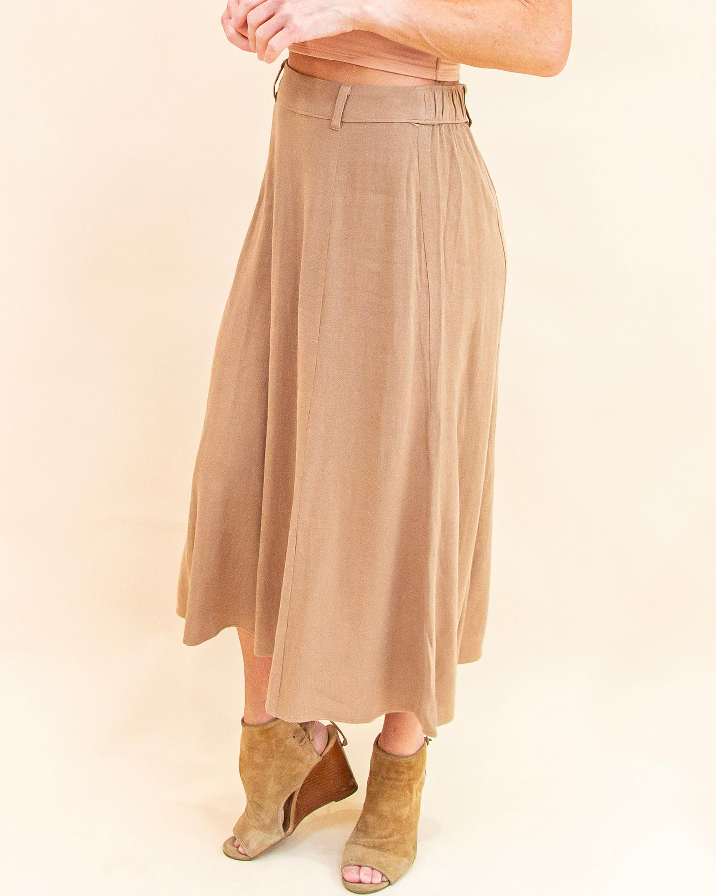 Looped In Midi Skirt in Mocha (9065161163003)