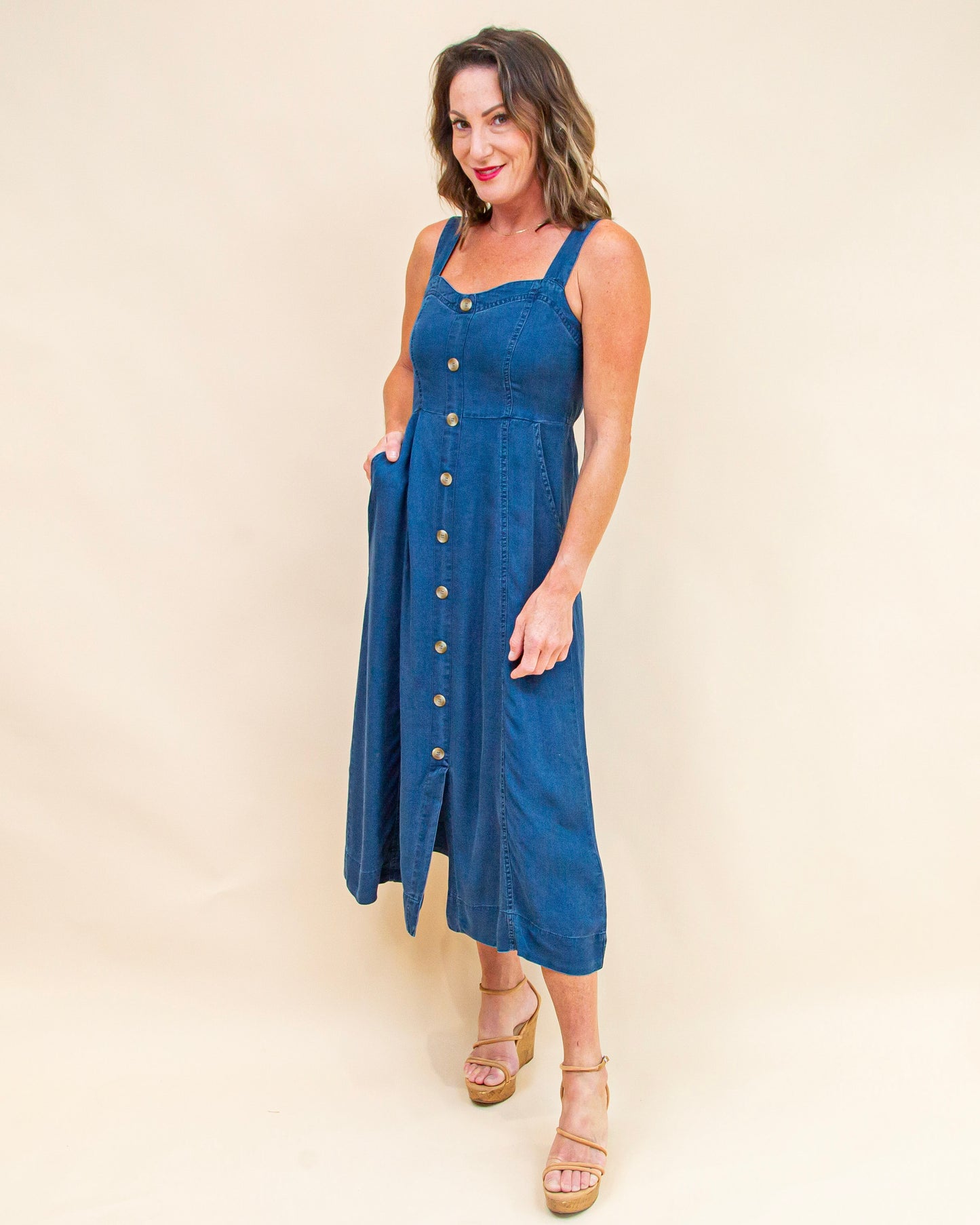 Denim Daydreaming Dress in Chambray (9062125076731)