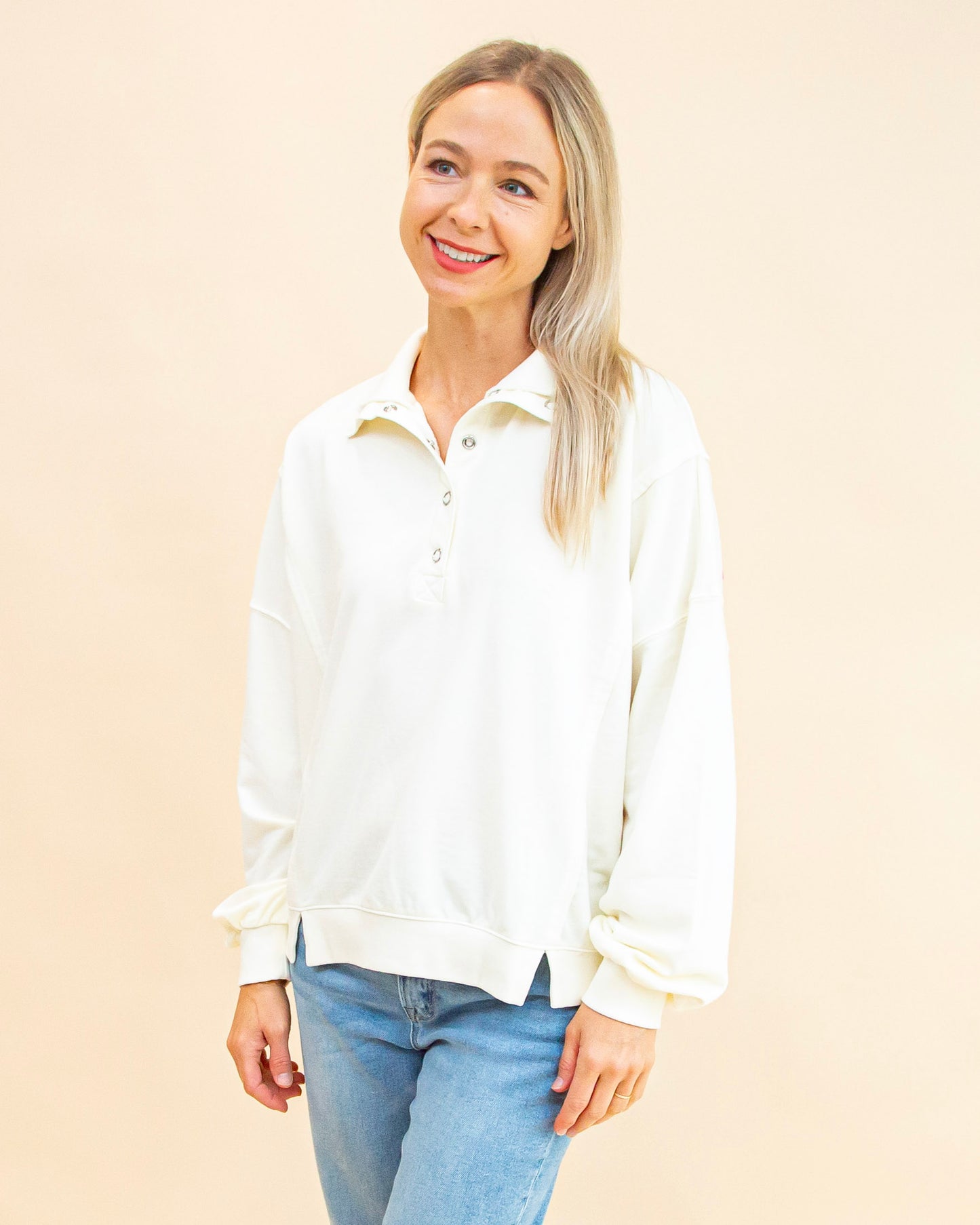 In A Snap Pullover in Ivory (9062125666555)