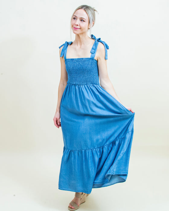 Coquette Dress in Chambray (8327071367419)