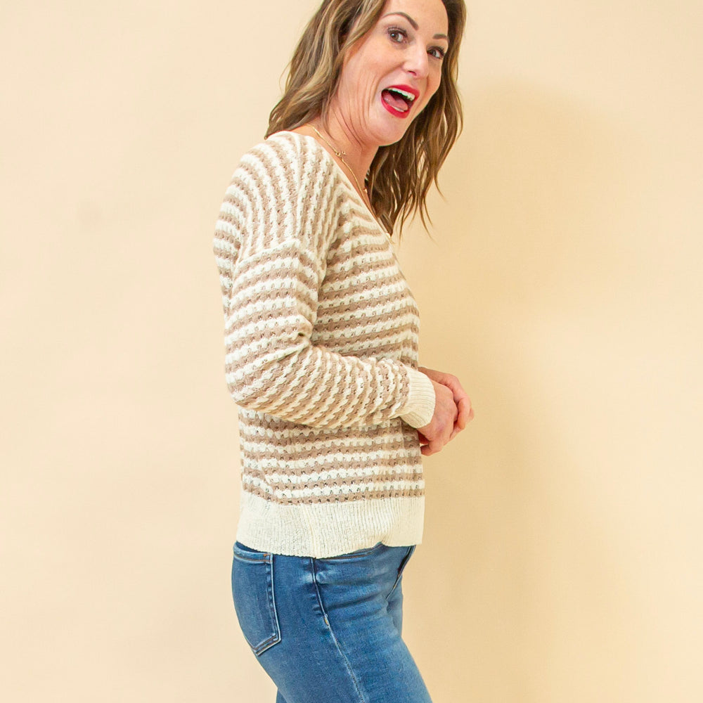 
                  
                    Serene Days Stripe Sweater in Taupe (8931861102843)
                  
                