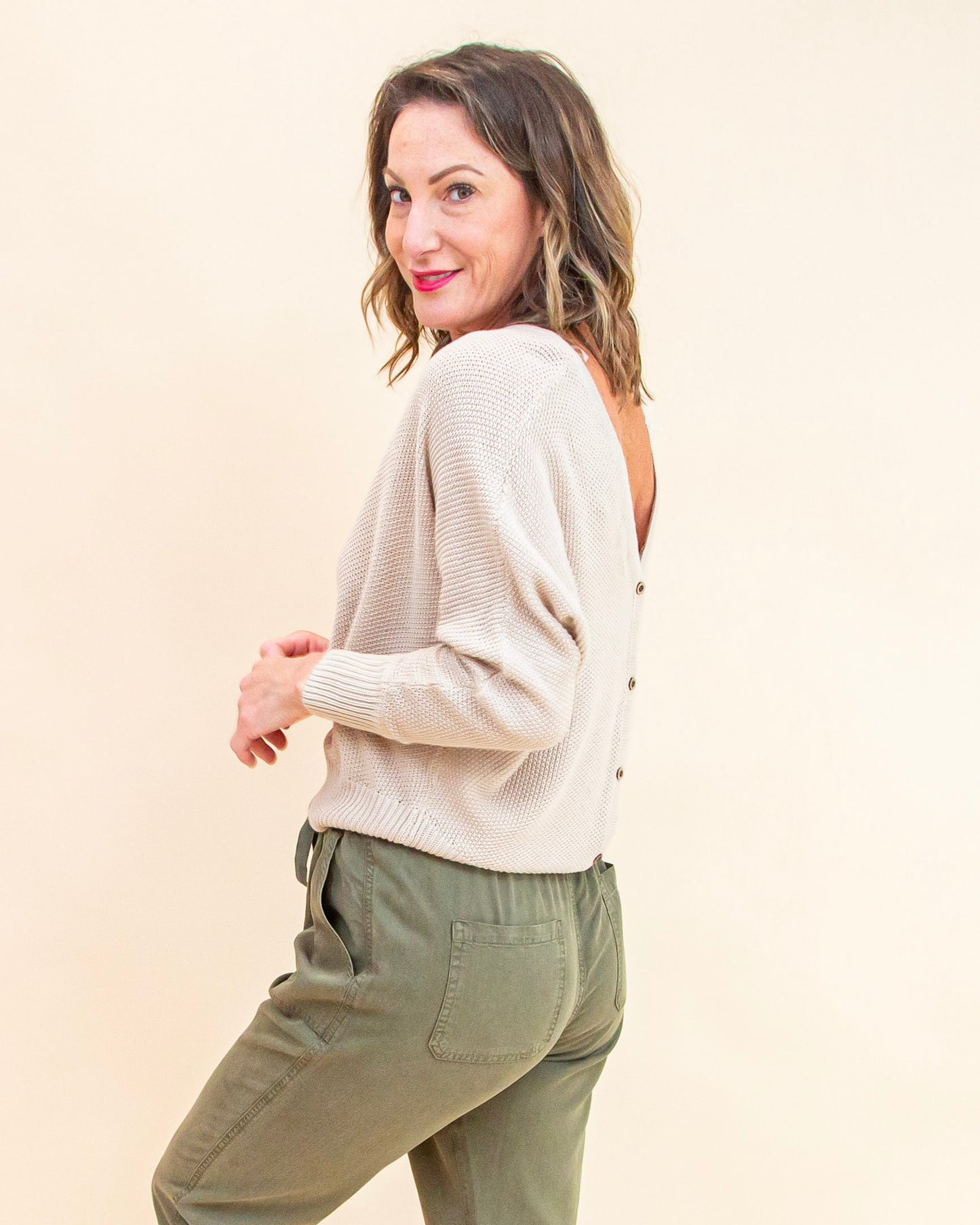 Behind the Charm Sweater in Sand (9065160671483)