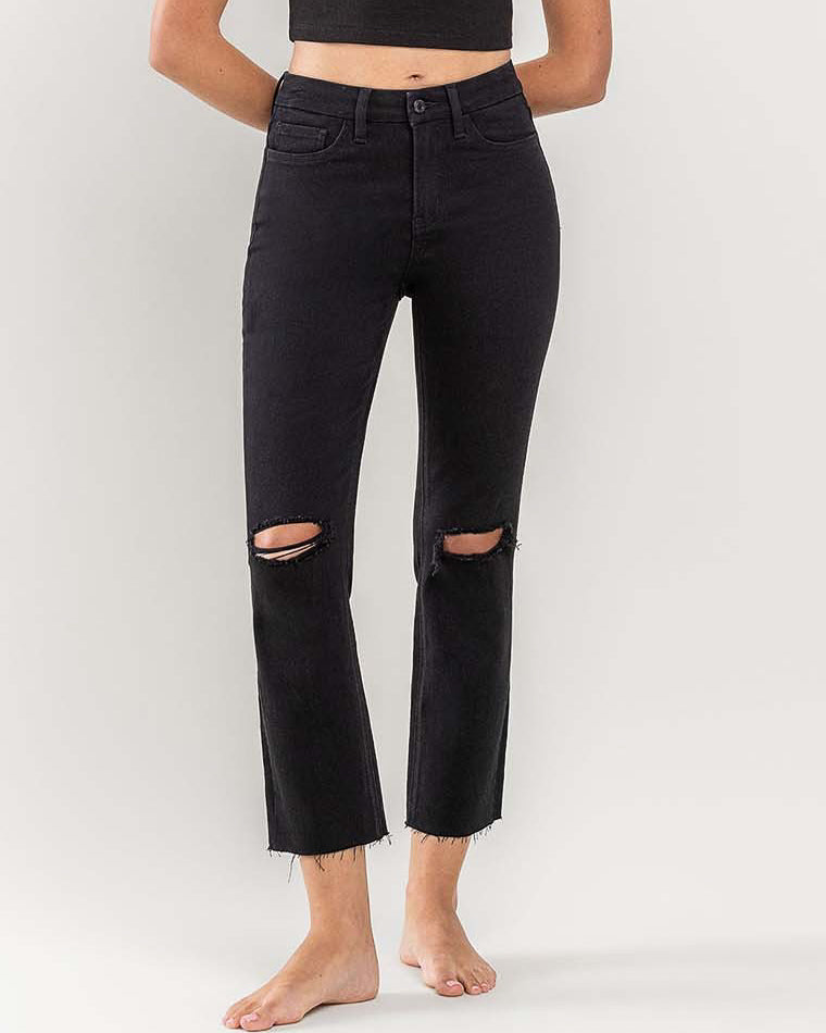 Black High Rise Crop Straight Jeans (8873080619259)