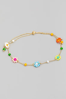  Beaded Flower Station Chain Bracelt (8303056945403)