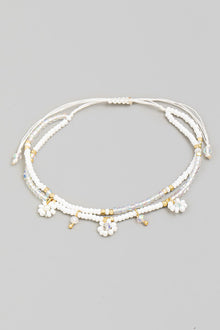  Layered Seed Beaded Bracelet in White (8303068446971)