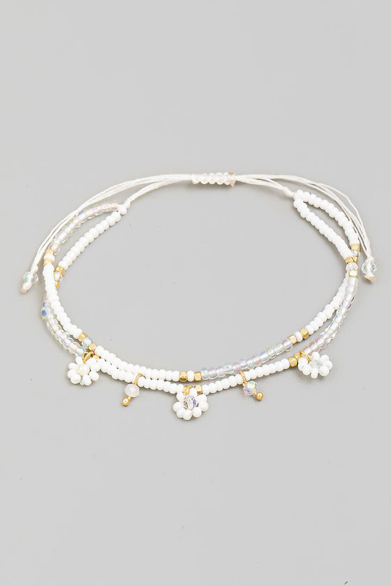 Layered Seed Beaded Bracelet in White (8303068446971)