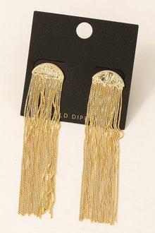  Gold Dipped Long Chain Fringe Drop Earrings (8303074705659)