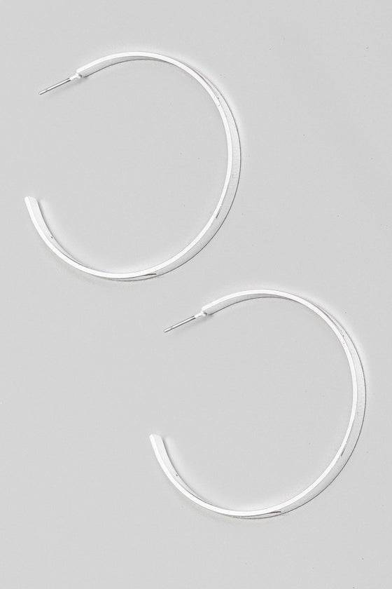 Thin Glat Metallic Hoop Earrings (8303070216443)