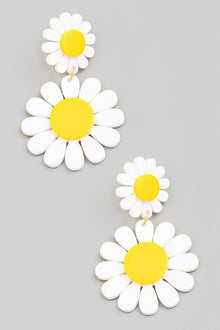  Double Daisy Flower Dangle Earrings (8303066906875)